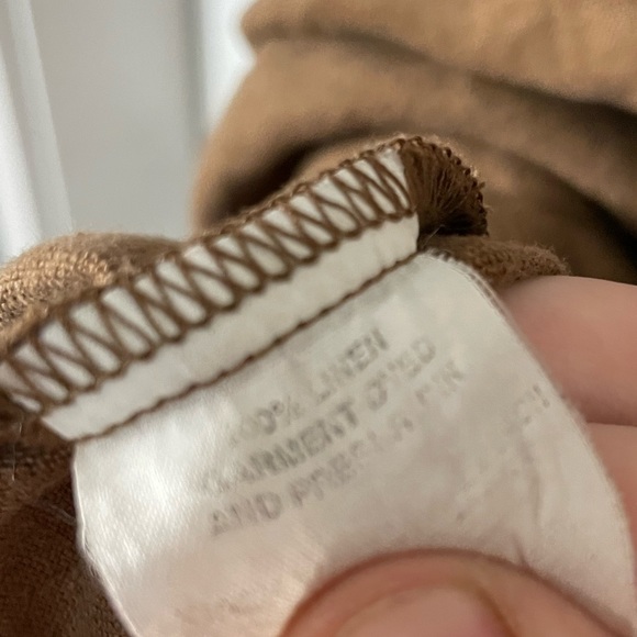 Maiwa Canadian 100% Linen Oversized Long Button Up Shirt Tunic Brown - Picture 6 of 6